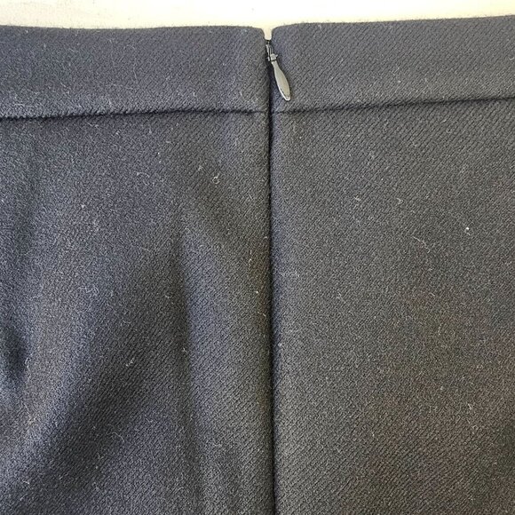 J Crew Black Wool A-Line Short Skirt Sz 8 Chevron Pattern Pocketed Front Panel - Picture 7 of 10